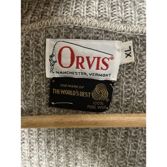 VTG 80s Orvis Men’s Full Zip Wool Cardigan Sweater Suede Patches Men XL- Read - Picture 3 of 16